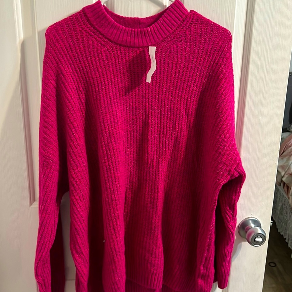 American eagle hot pink oversized knit sweater NWT💗